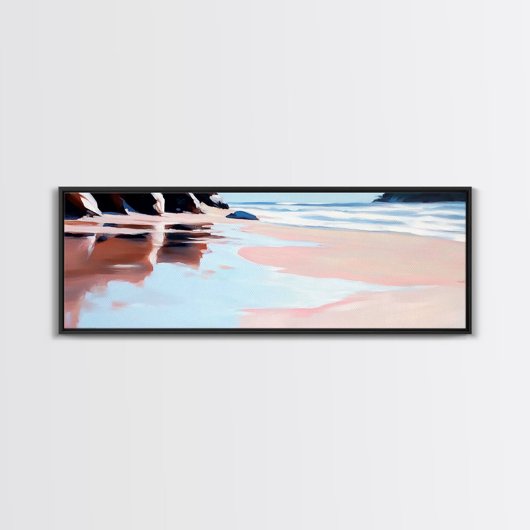 Hand Reflection, Abstract Art, Soft Blues, Pink Hues, Framed Canvas Print, Contemporary Wall Art, Bedroom Decor, Zen Aesthetic
