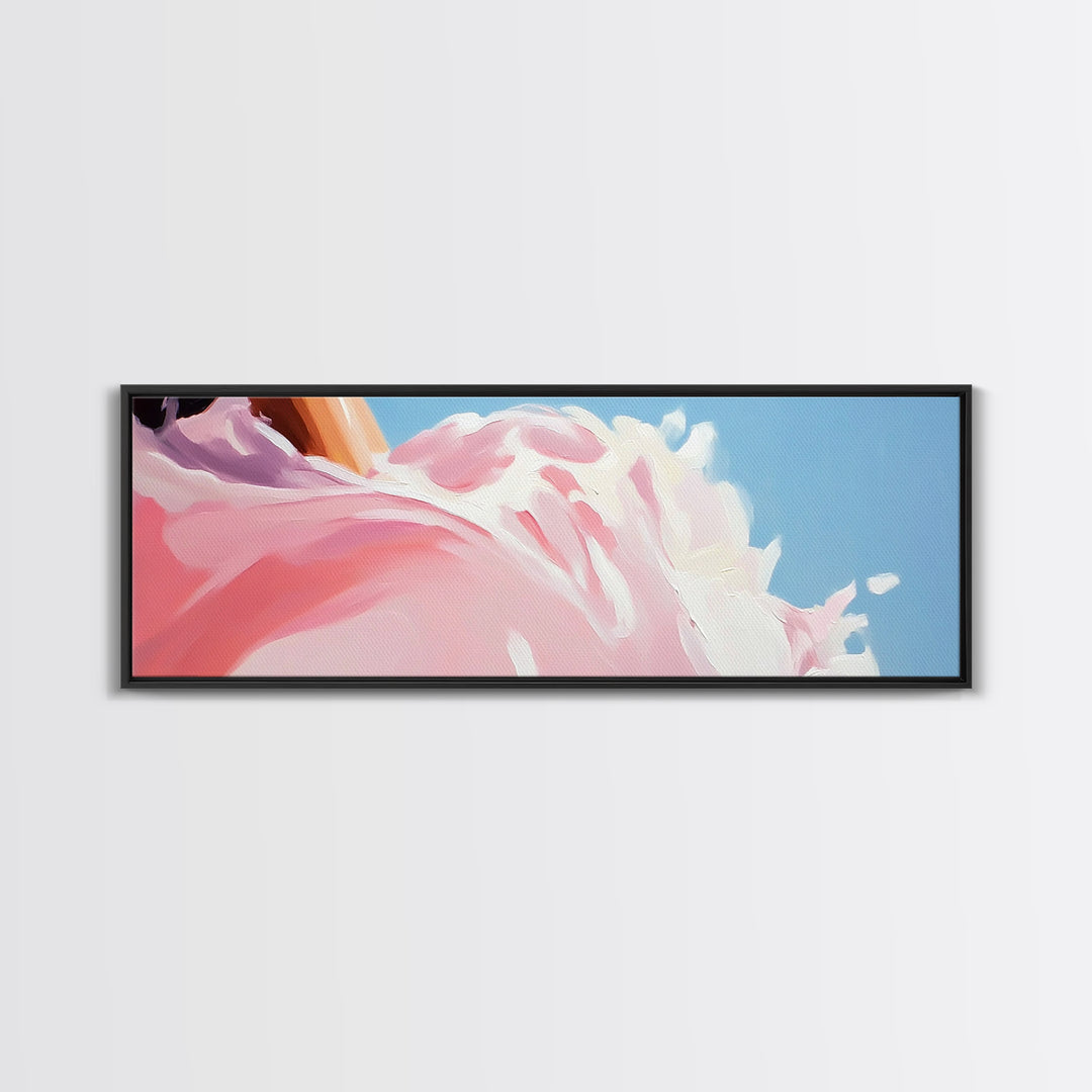 Abstract Floral Art, Soft Pink Flowers, Boho Home Decor, Minimalist Framed Canvas Print, Elegant Wall Art, Feminine Bedroom Painting