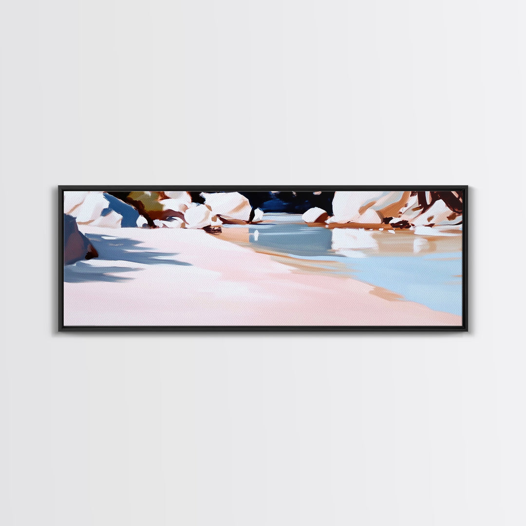 Riverbank Scene, Tranquil Water, Nature Landscape, Minimalist Water Reflection, Boho Earthy Decor, Relaxing Wall Art, Canvas Print