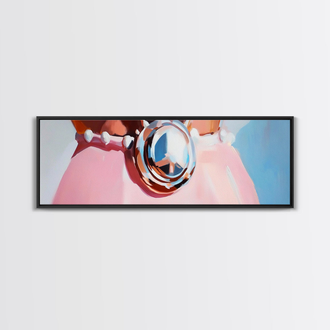 Nautical Charm, Seashell Necklace, Coastal Decor, Framed Canvas Print, Beach House Art, Minimalist Wall Art, Boho Art, Bedroom Decor