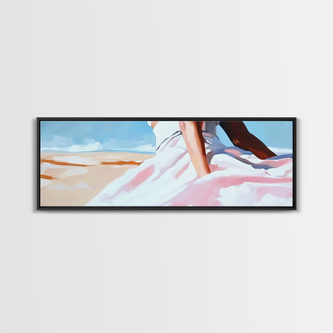 Desert Dress, Sunset Art, Pastel Landscape, Framed Canvas Print, Soft Aesthetic, Minimalist Wall Art, Elegant Home Decor, Bedroom Art