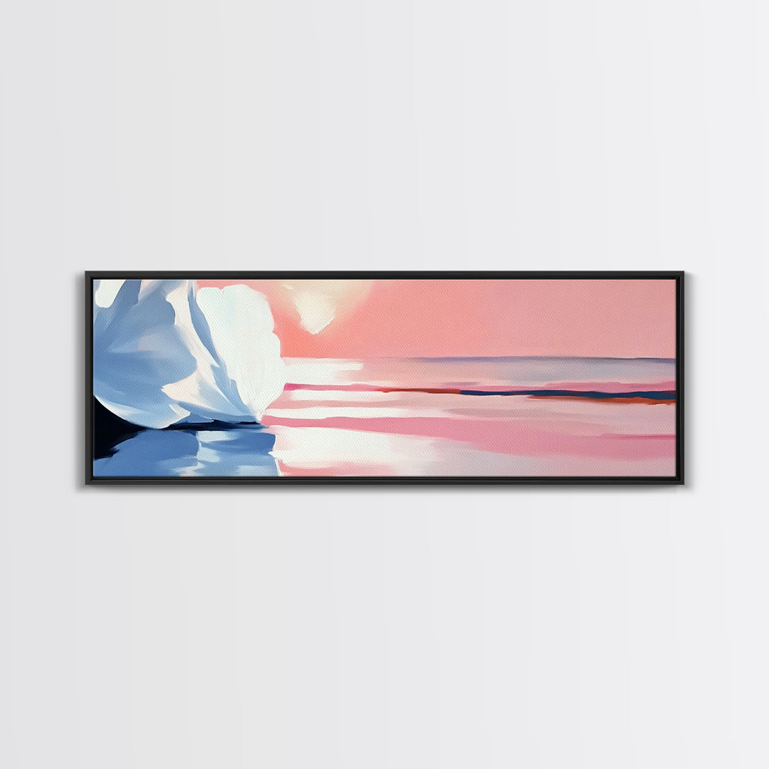 Blush Sky, Ocean Reflection, Pastel Landscape, Coastal Serenity, Canvas Print, Bedroom Wall Art, Modern Impressionist, Gift Idea