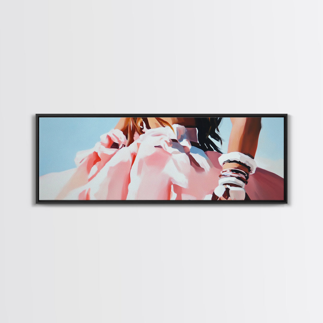 Boho Fashion Art, Flowing Dress Print, Pastel Aesthetic Painting, Minimalist Chic Decor, Large Canvas Print, Bedroom Wall Art