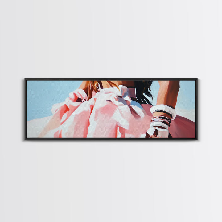 Boho Fashion Art, Flowing Dress Print, Pastel Aesthetic Painting, Minimalist Chic Decor, Large Canvas Print, Bedroom Wall Art