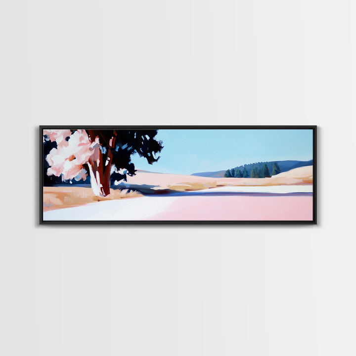 Blooming Tree, Nature Landscape, Spring Art, Framed Canvas Print, Living Room Wall Art, Impressionist Painting, Minimalist Decor