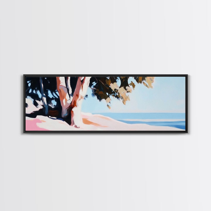 Coastal Serenity, Ocean View, Beach Art, Framed Canvas Print, Bedroom Wall Art, Modern Seascape, Relaxing Coastal Decor, Blue Tones