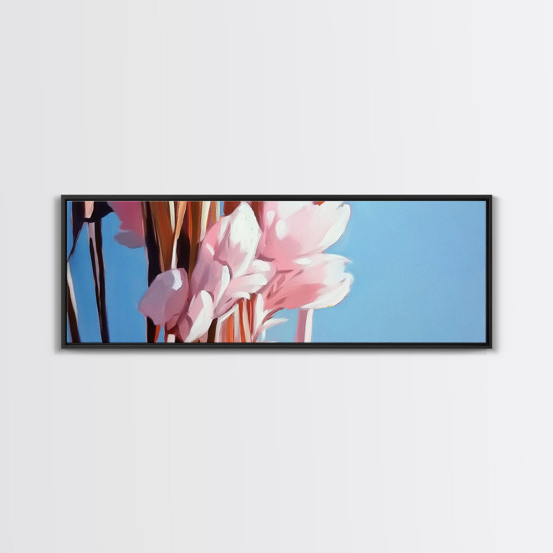 Blush Pampas, Soft Floral, Elegant Botanical Art, Minimalist Aesthetic, Pastel Wall Decor, Framed Canvas Print, Bedroom Wall Art