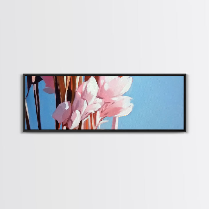 Blush Pampas, Soft Floral, Elegant Botanical Art, Minimalist Aesthetic, Pastel Wall Decor, Framed Canvas Print, Bedroom Wall Art