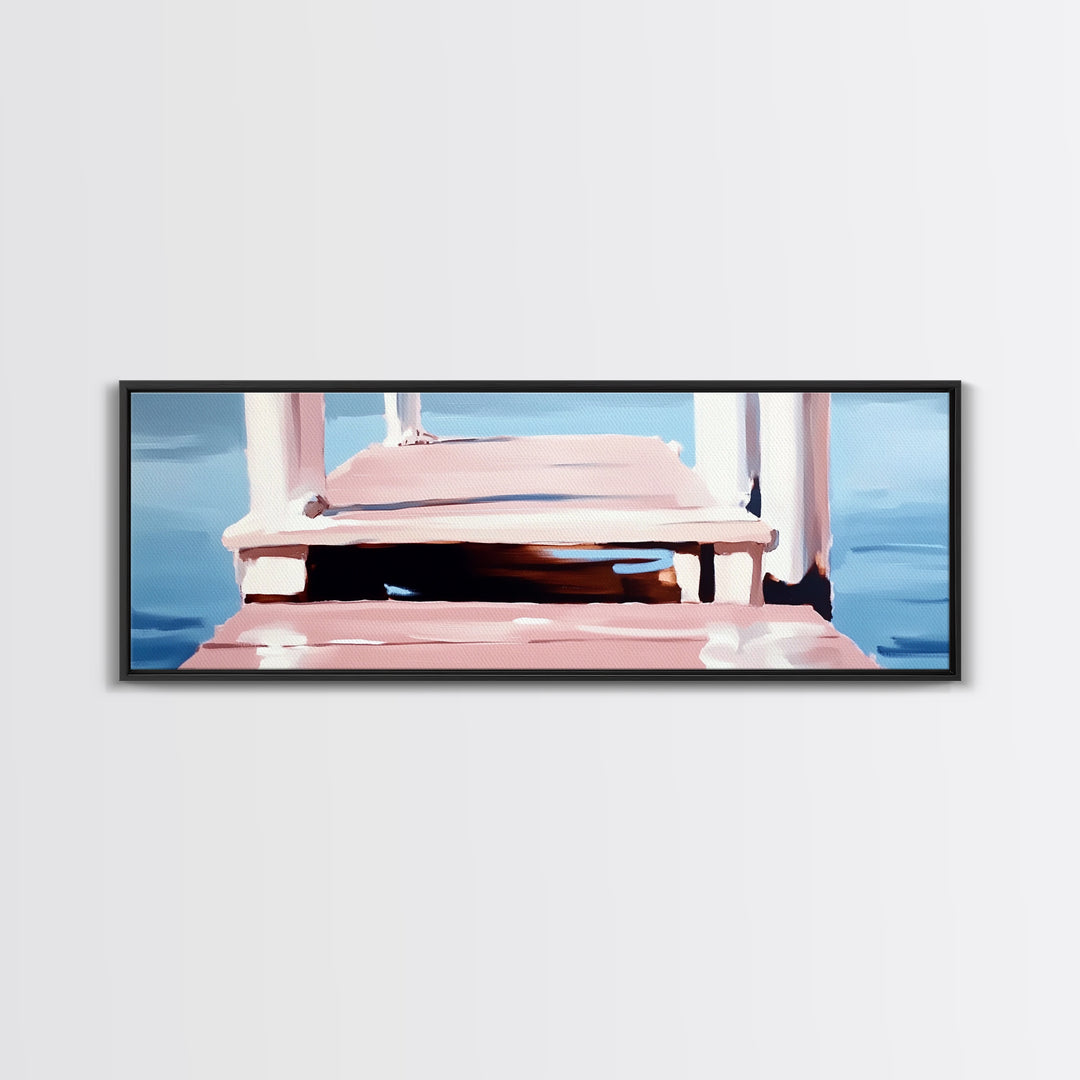 Dock on Water, Serene Reflection, Minimalist Art, Nautical Decor, Canvas Print, Coastal Home Art, Relaxing Wall Art, Lake House Decor