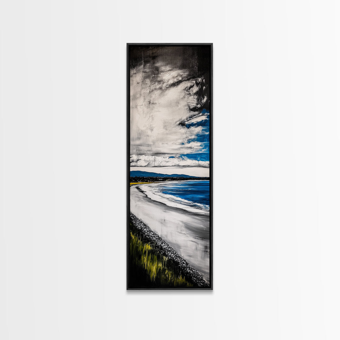 Blue Ocean Wave, Coastal Beach Scene, Nautical Seascape, Modern Abstract Art, Living Room Wall Decor, Canvas Print