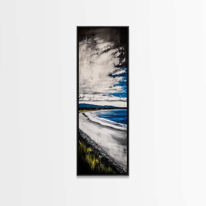 Blue Ocean Wave, Coastal Beach Scene, Nautical Seascape, Modern Abstract Art, Living Room Wall Decor, Canvas Print