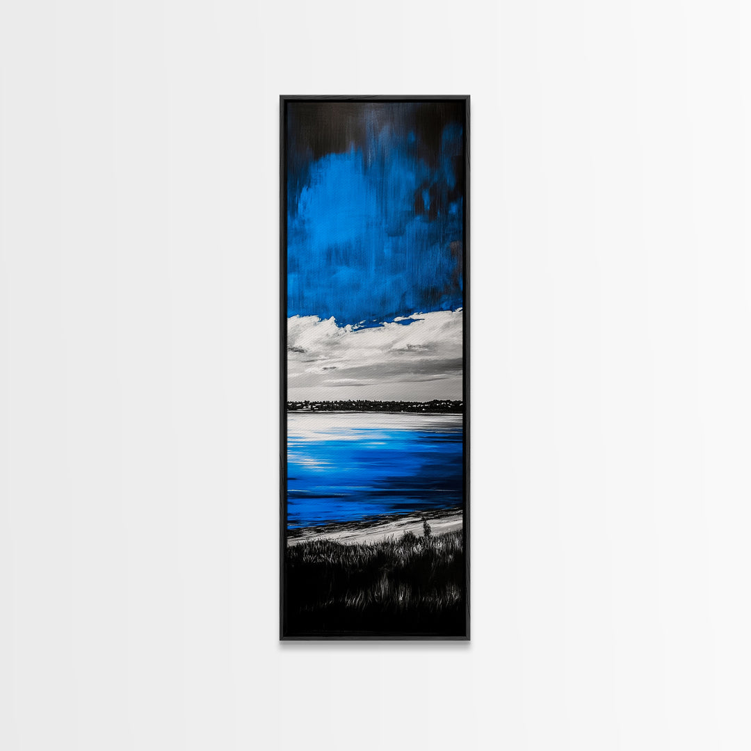 Blue Waters, Coastal Horizon, Minimalist Landscape, Modern Seascape, Canvas Print, Nautical Wall Art, Living Room Art, Office Decor