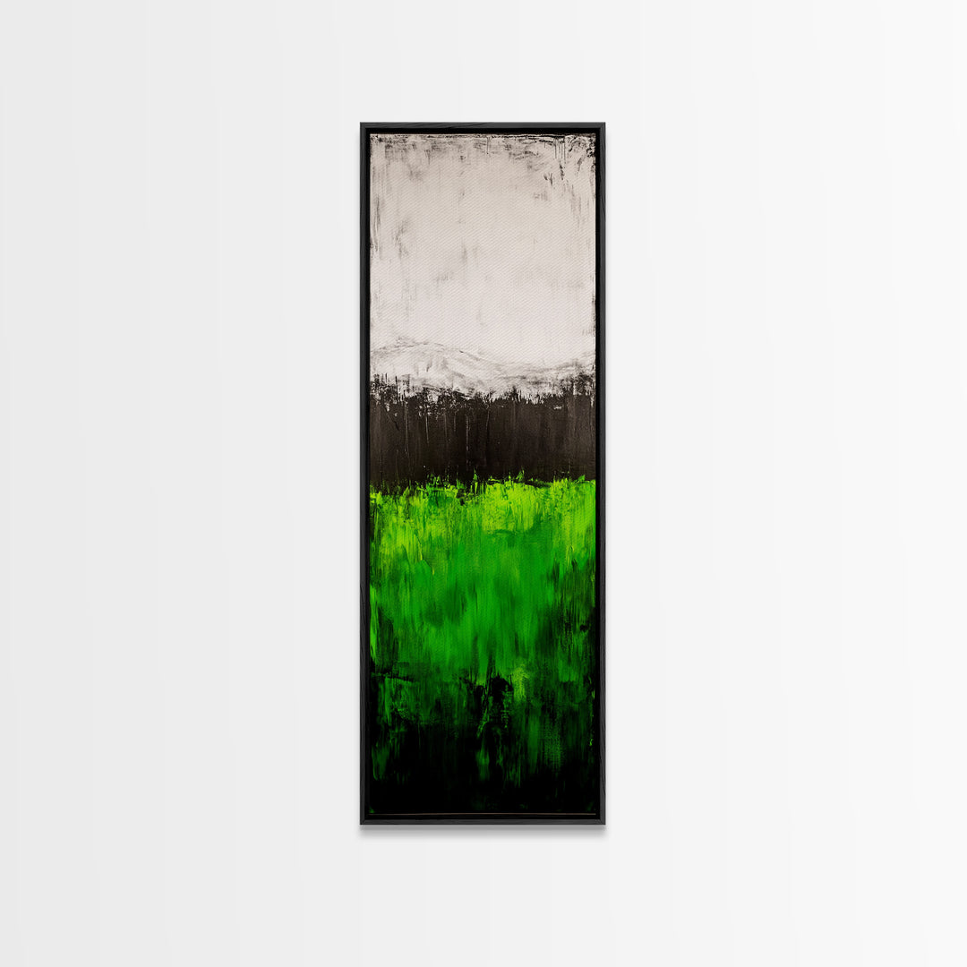 Abstract Green Field, Minimalist Landscape Painting, Modern Nature Art, Canvas Print, Vibrant Green Wall Decor, Contemporary Home Art