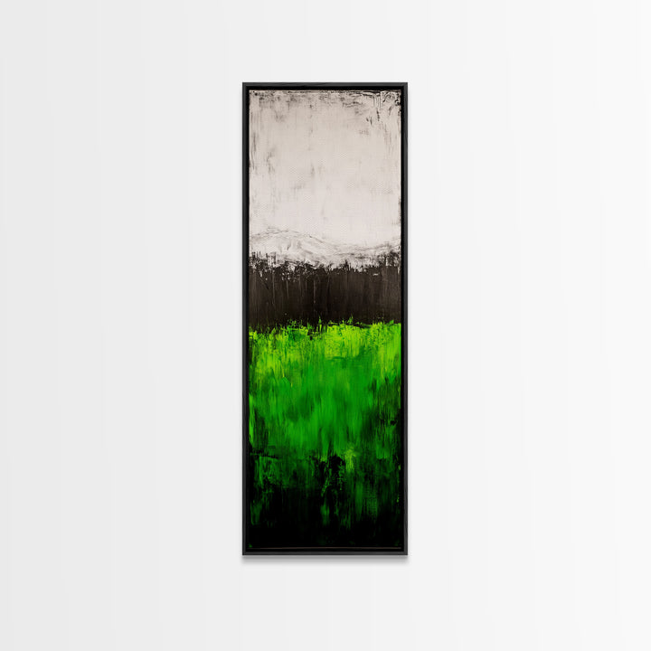 Abstract Green Field, Minimalist Landscape Painting, Modern Nature Art, Canvas Print, Vibrant Green Wall Decor, Contemporary Home Art