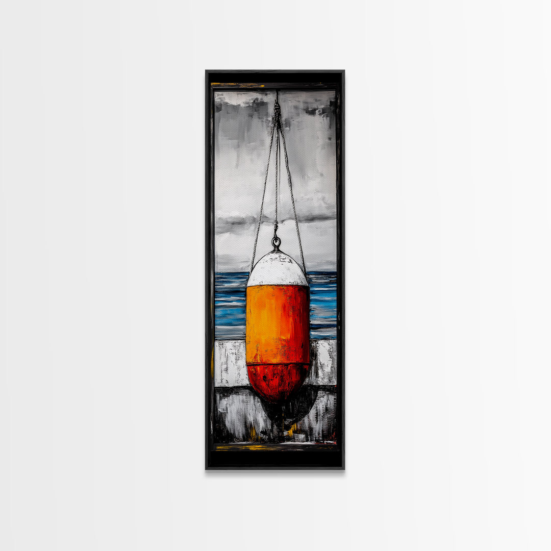 Nautical Buoy, Coastal Wall Art, Beach House Decor, Ocean Art, Framed Canvas Print, Maritime Art, Living Room Wall Art, Minimalist Style