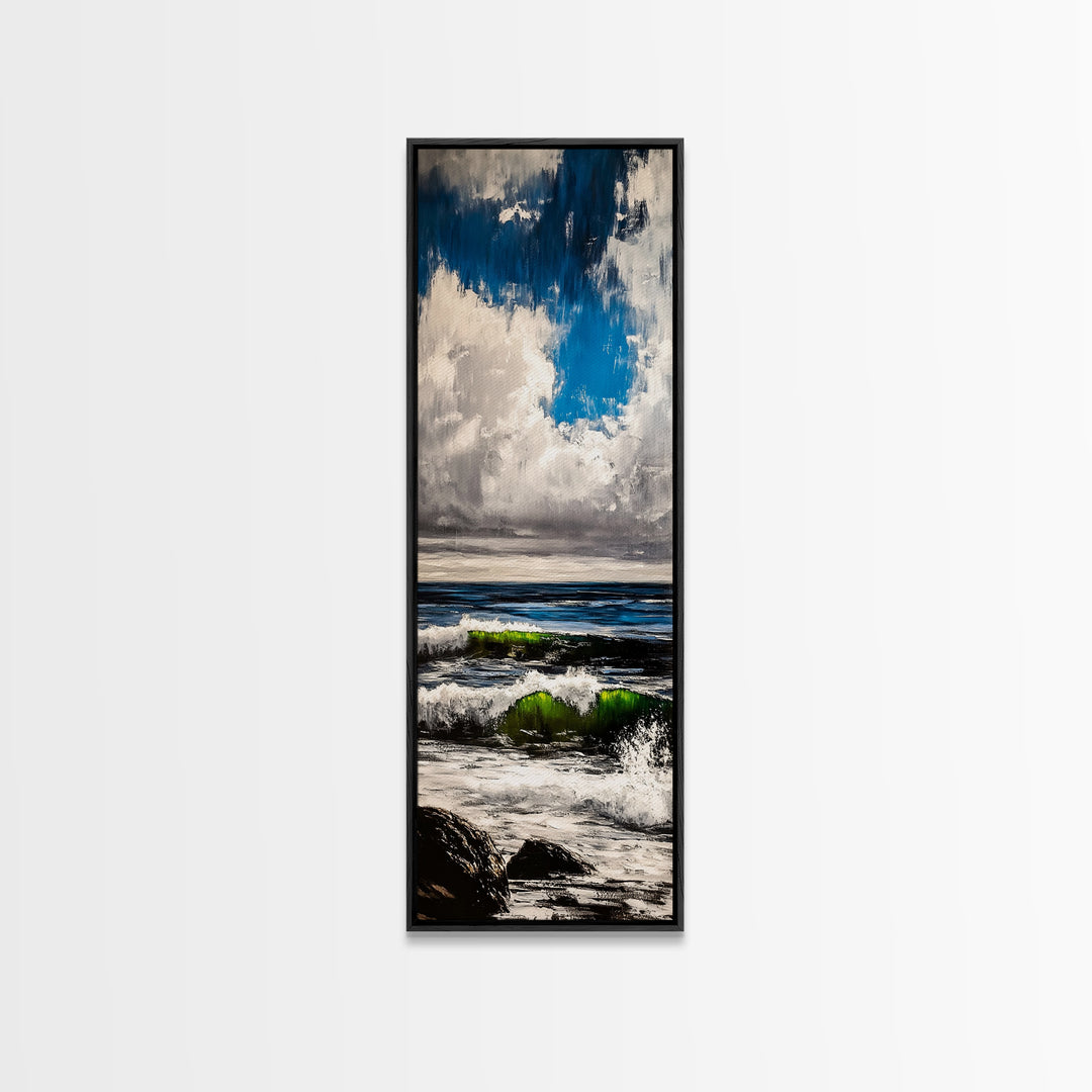 Ocean Wave Painting, Coastal Wall Art, Blue and Green Seascape, Nautical Artwork, Modern Beach House Decor, Living Room Art, Canvas Print