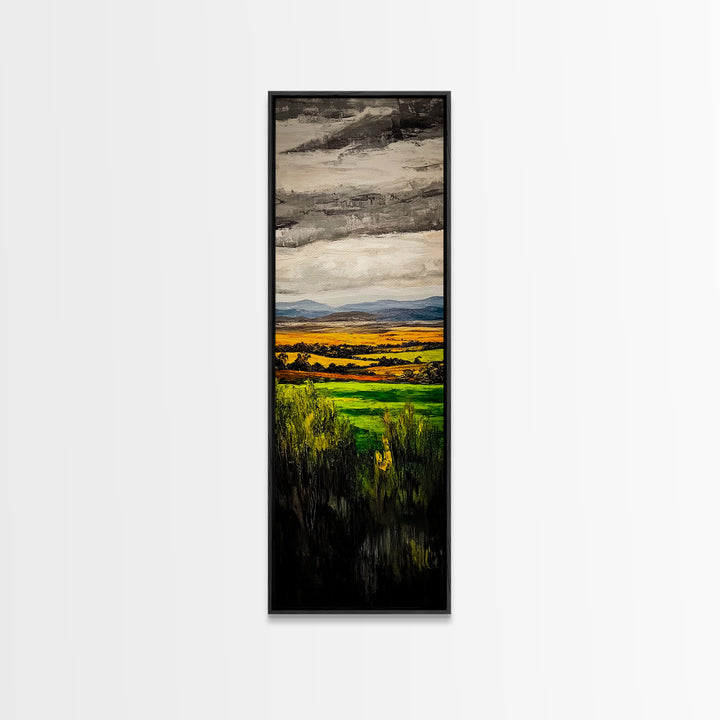 Rolling Fields, Golden Hills, Autumn Landscape, Rustic Home Decor, Living Room Art, Framed Canvas Print, Nature Wall Art