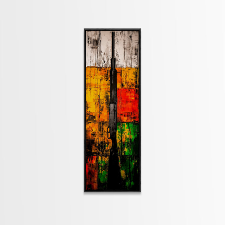 Shotgun Painting, Rustic Hunting, Framed Canvas Print, Man Cave Wall Art, Western Decor, Cabin Artwork, Bold Statement Piece