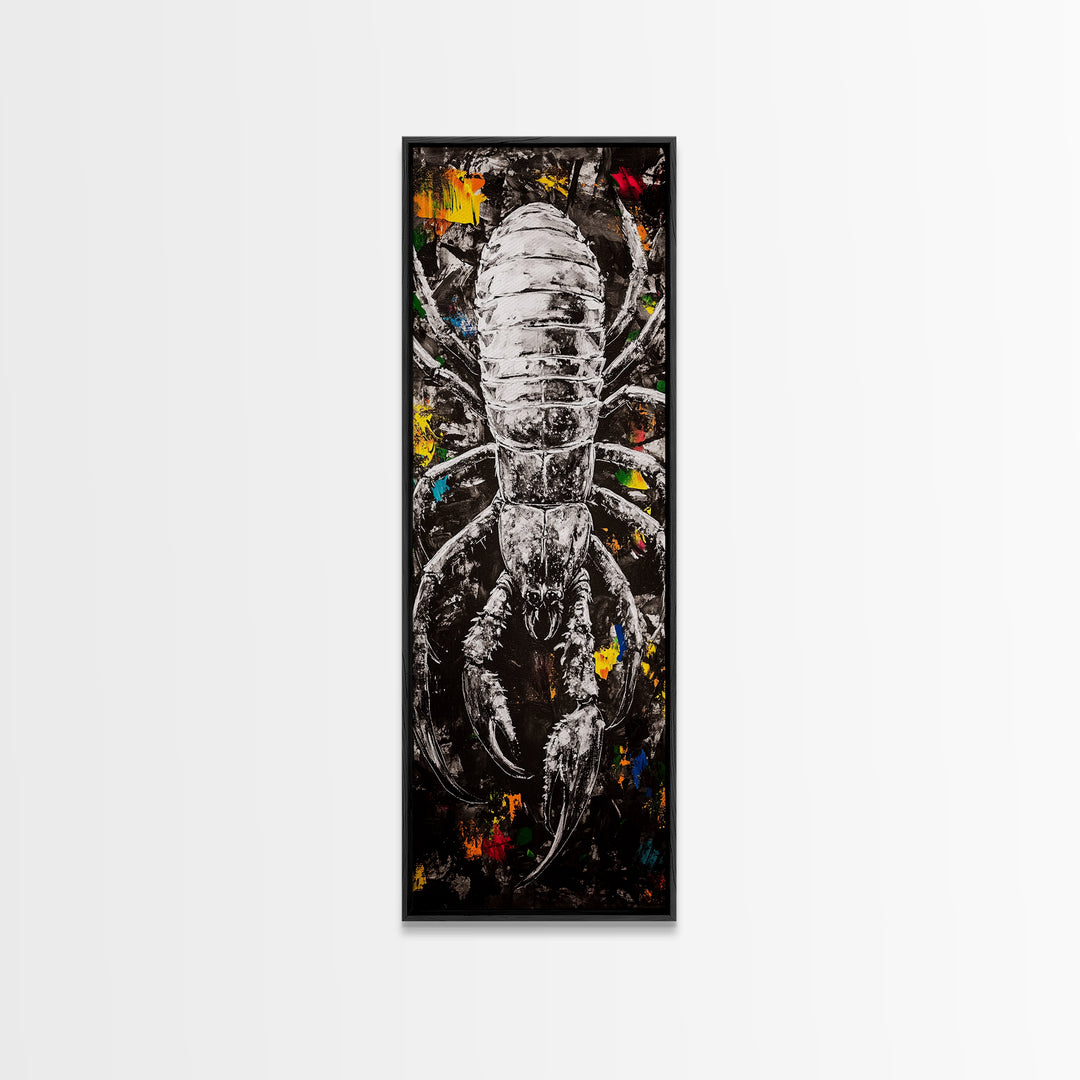 Black Scorpion, Dark Abstract Art, Edgy Wall Decor, Framed Canvas Print, Unique Gift, Gothic Art, Bold Statement Artwork