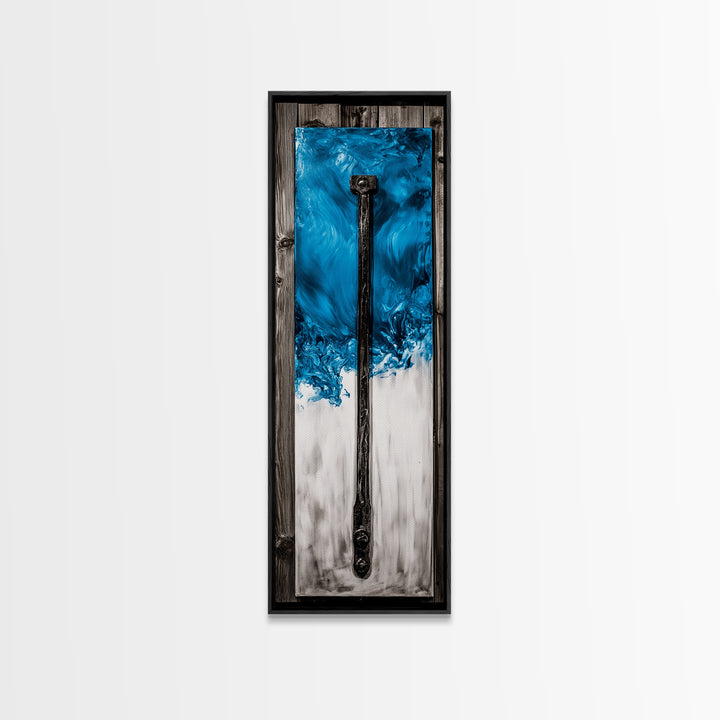 Abstract Metal Art, Modern Industrial Design, Blue and White Wall Decor, Unique Home Statement, Contemporary Style, Canvas Print