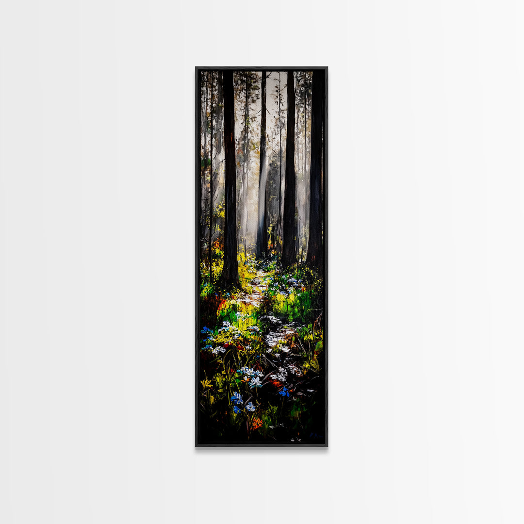 Pathway, Trees, Woodland, Canvas Print, Nature Lover Art, Whimsical Forest Scene, Sunlit Woods, Bohemian Wall Decor, Autumn Inspired Art
