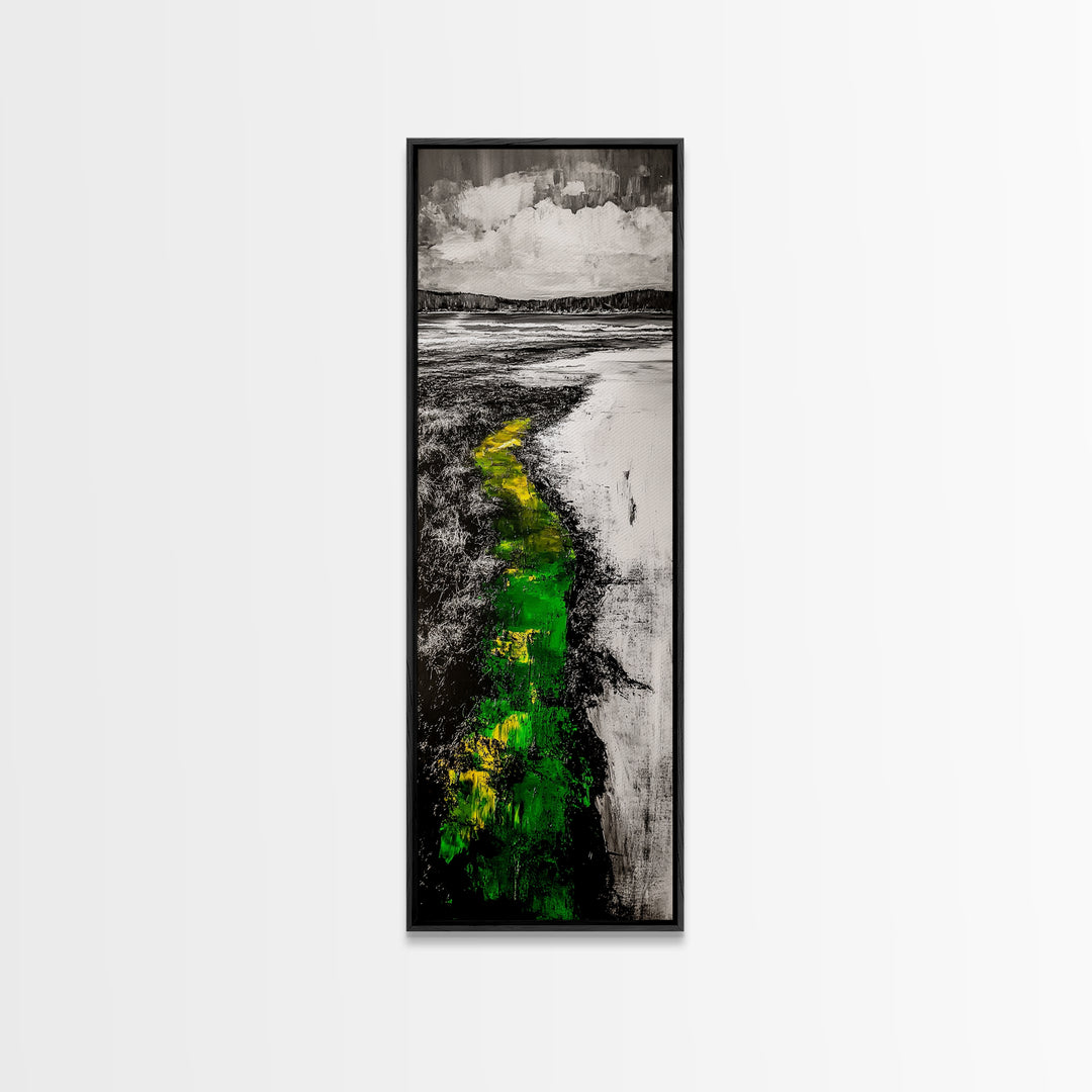 Pathway Landscape, Green and Yellow Art, Rustic Wall Art, Nature Inspired Canvas Print, Office Art, Minimalist Decor, Country Home Art