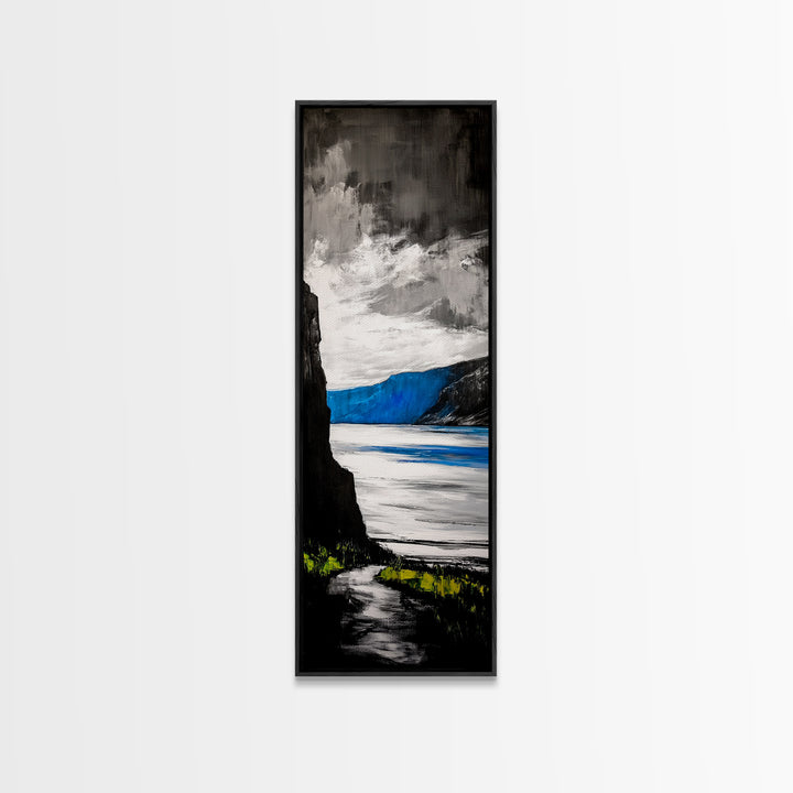 Coastal Cliffs, Ocean Landscape, Abstract Seascape, Modern Art, Canvas Print, Living Room Wall Art, Blue Gray Art, Minimalist Decor