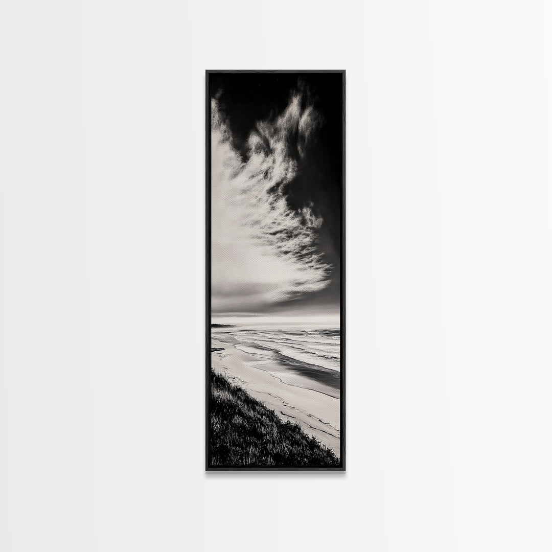 Beach Sunset, Coastal Wall Art, Seascape Painting, Ocean Waves, Framed Canvas Print, Minimalist Decor, Bedroom Wall Art, Gift Idea