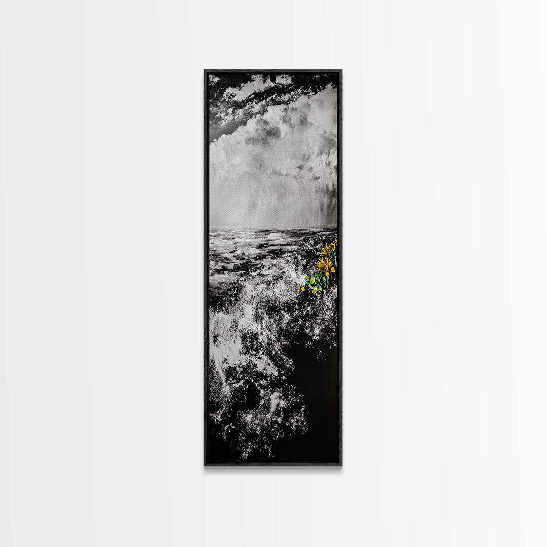 Ocean Storm, Dramatic Seascape, Black and White Art, Framed Canvas Print, Coastal Wall Decor, Moody Art, Unique Gift