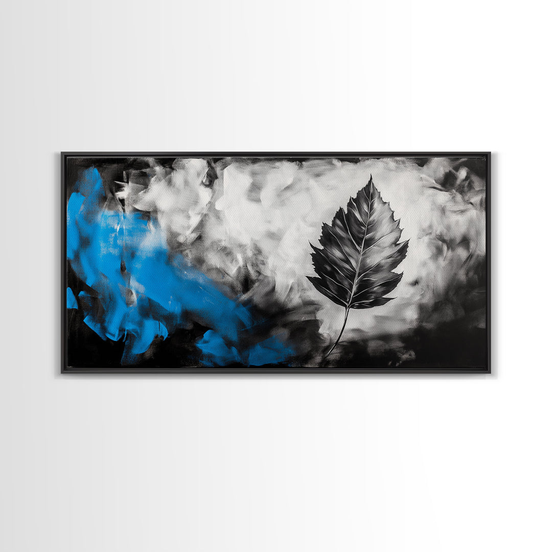 Black Leaf, Abstract Nature Art, Monochrome Wall Art, Canvas Print, Modern Minimalist Decor, Office Wall Art, Boho Art