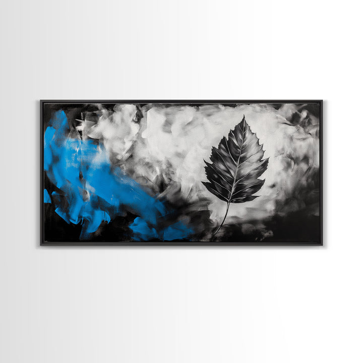 Black Leaf, Abstract Nature Art, Monochrome Wall Art, Canvas Print, Modern Minimalist Decor, Office Wall Art, Boho Art