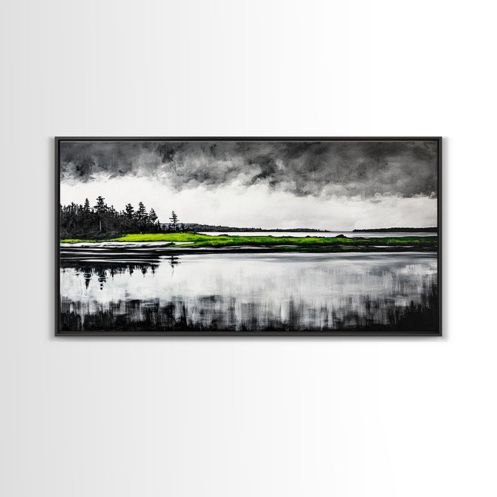 Stormy Waters, Abstract Beach Scene, Canvas Print, Ocean Wall Art, Moody Seascape Painting, Coastal Wall Decor, Living Room Art