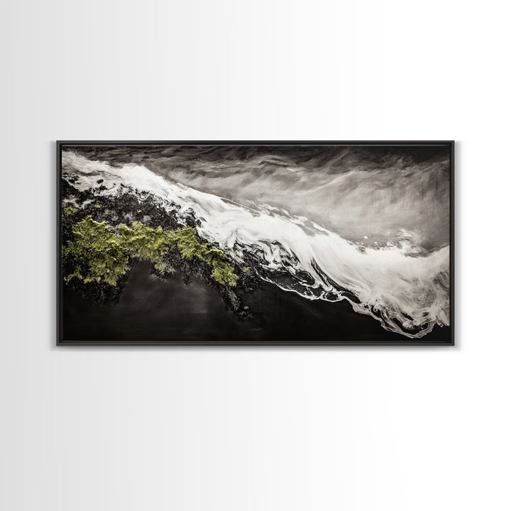 Abstract Ocean Waves, Coastal Wall Art, Modern Seascape Painting, Monochrome Beach Decor, Minimalist Black White Art, Canvas Print