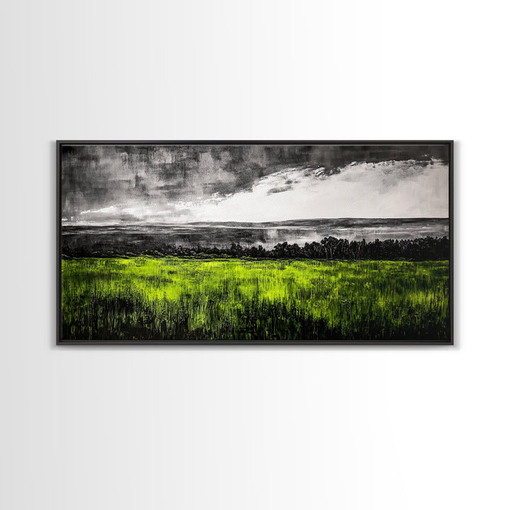 Green, Landscape, Nature, Canvas Print, Rolling Fields Wall Art, Scenic Countryside Painting, Modern Rustic Home Decor, Large Wall Art