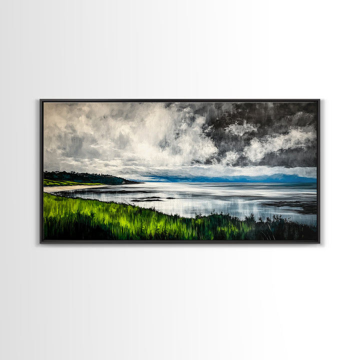 Stormy Ocean, Dramatic Sky, Coastal Print, Seascape Painting, Living Room Art, Moody Landscape, Large Framed Canvas Print, Nautical Art