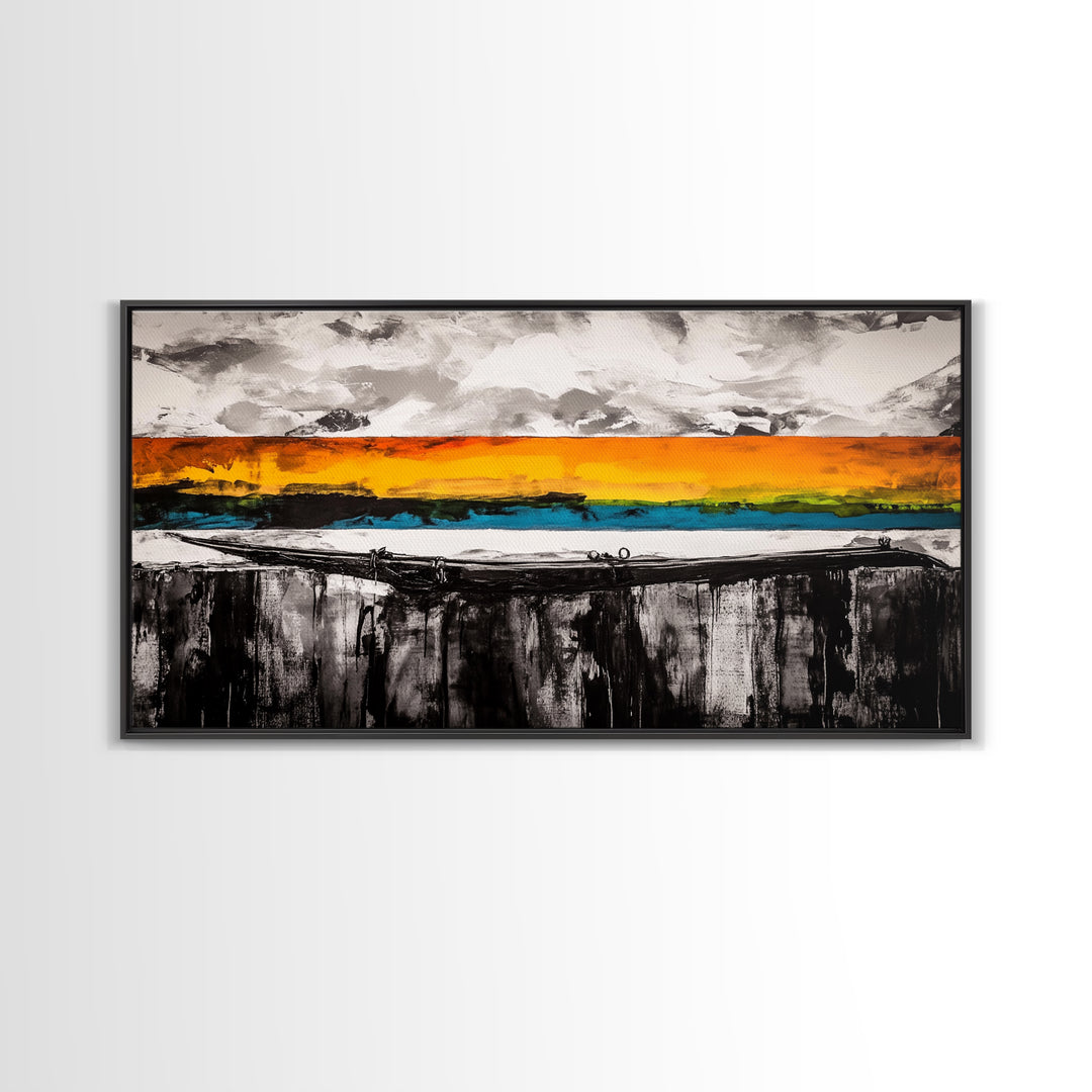 Dramatic Sunset, Abstract Horizon, Vibrant Colorful Art, Bold Nature Wall Art, Southwest Painting, Large Statement Art, Canvas Print