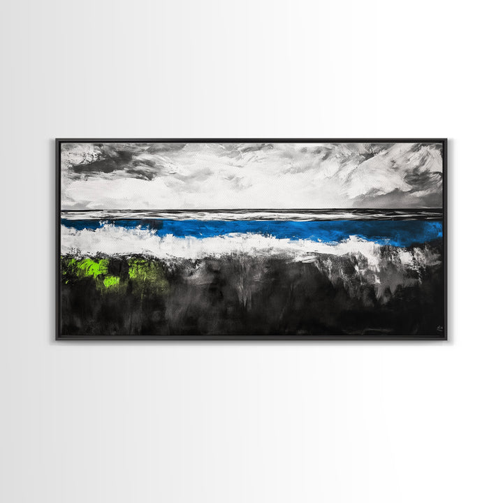 Abstract Ocean, Minimalist Seascape, Modern Coastal Wall Art, Ocean View, Nautical Home Decor, Framed Canvas Print, Beach House Art