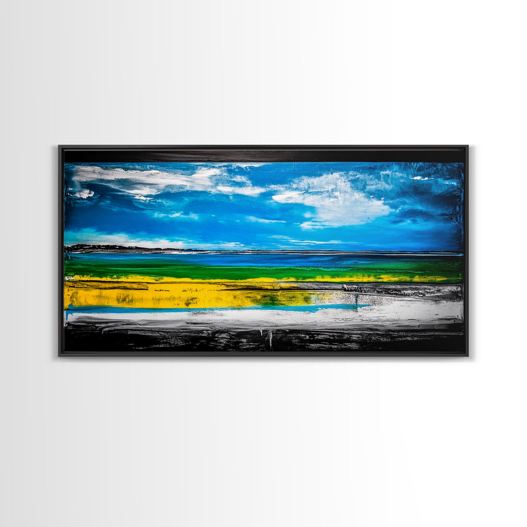 Bright Coastal, Blue and Green Ocean, Abstract Beach Art, Canvas Print, Modern Seaside Decor, Living Room Wall Art, Large Wall Art