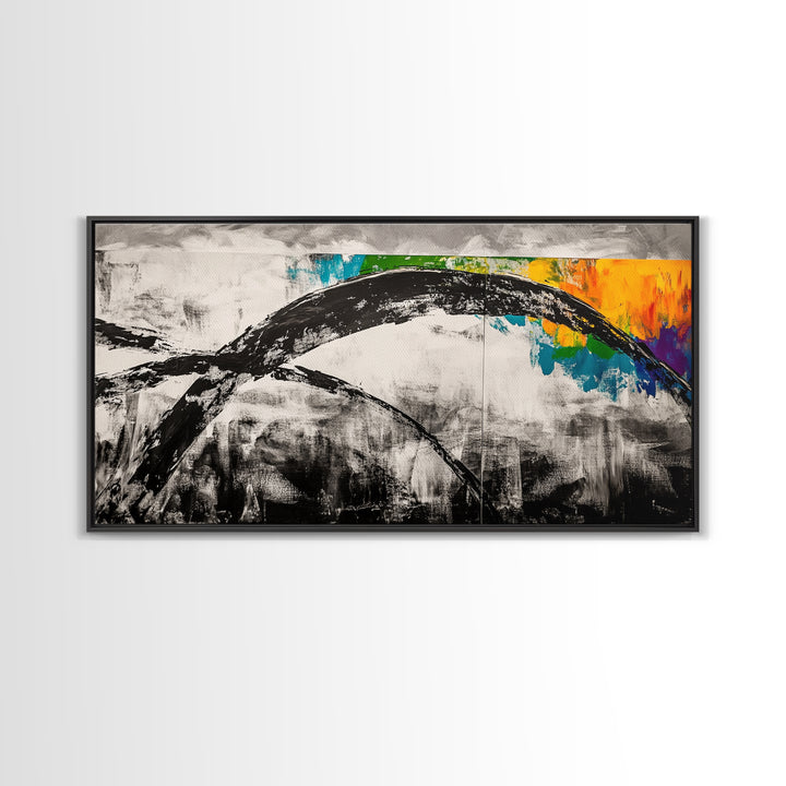 Abstract Arch, Black and White Art, Minimalist Style, Modern Abstract, Contemporary Painting, Neutral Tones, Office Wall, Canvas Print