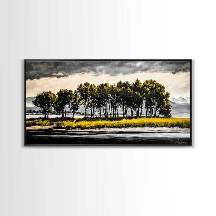 Aspen Trees, Mountain View, Nature Landscape, Rustic Home Decor, Autumn Wall Art, Framed Canvas Print, Cabin Wall Art, Modern Tree Painting