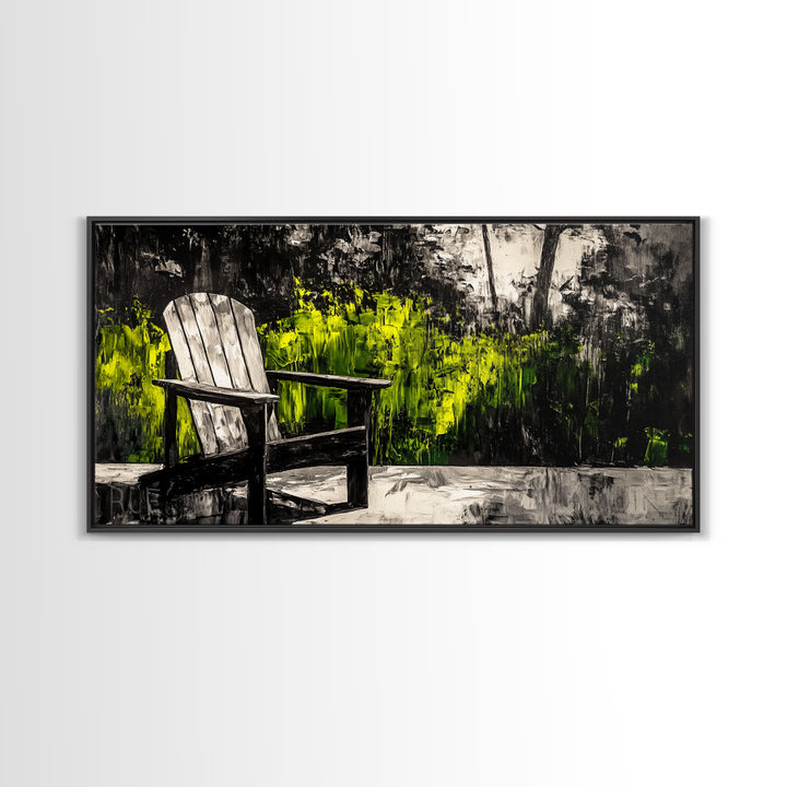 Adirondack Chair, Rustic Decor, Outdoor Art, Nature Print, Cabin Wall Art, Country Home Decor, Farmhouse Wall Art, Framed Canvas Print