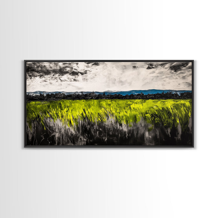 Green Field, Landscape Canvas Print, Nature Wall Art, Minimalist Artwork, Outdoor Scene, Farmhouse Decor, Living Room Wall Art