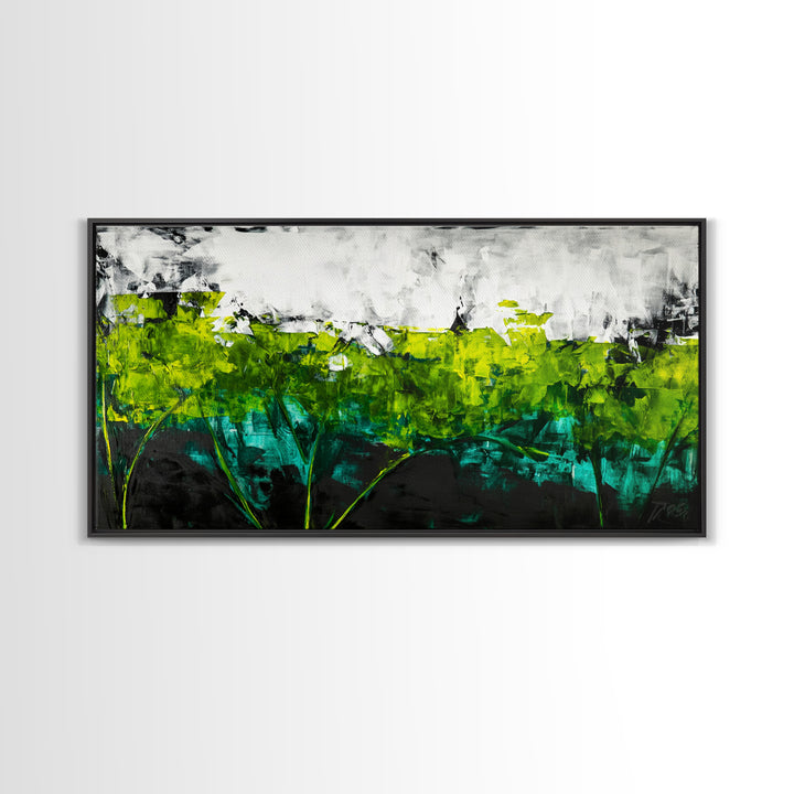 Abstract Landscape, Green Field, Modern Nature Art, Contemporary Painting, Office Decor, Kitchen Wall Art, Canvas Print, Textured Art