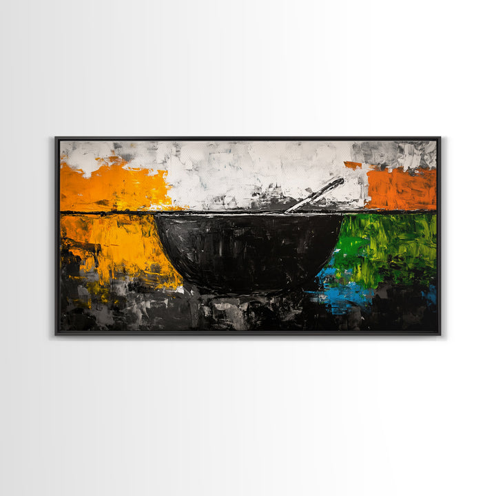 Abstract Bowl, Minimalist Kitchen Art, Modern Wall Decor, Framed Canvas Print, Contemporary Abstract Art, Dining Room Wall Art