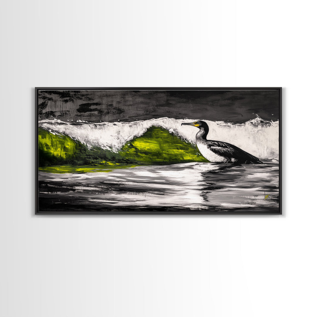 Ocean Bird, Coastal Wildlife, Beach Wall Art, Framed Canvas Print, Nautical Home Decor, Nature Inspired Art, Serene Landscape