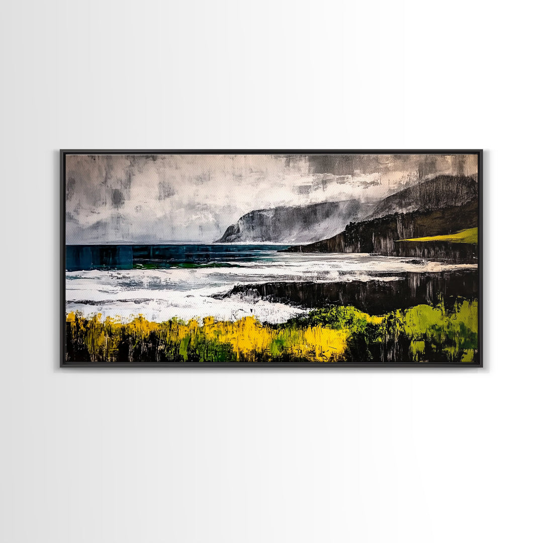 Coastal Landscape, Ocean View, Framed Canvas Print, Beach House Wall Art, Nautical Art, Minimalist Decor, Contemporary Home Art