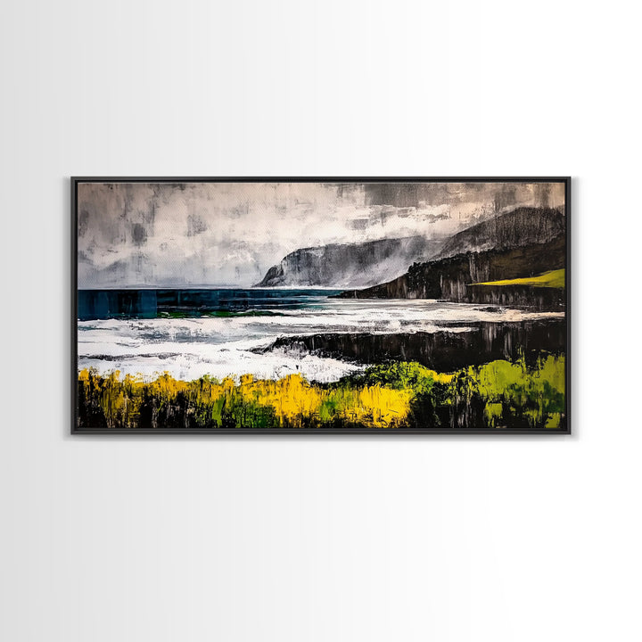 Coastal Landscape, Ocean View, Framed Canvas Print, Beach House Wall Art, Nautical Art, Minimalist Decor, Contemporary Home Art