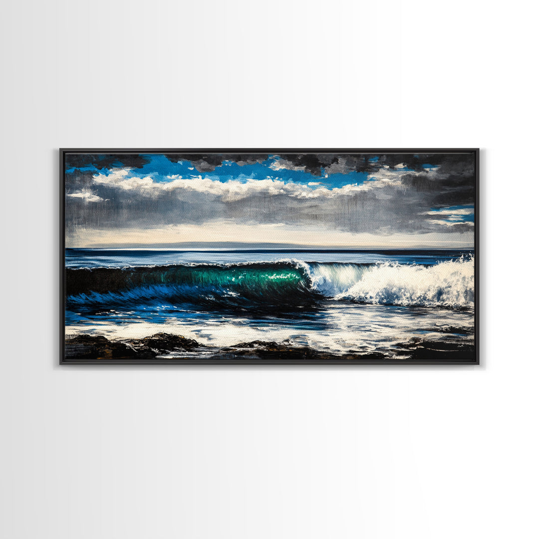 Ocean Wave, Blue Water, Seascape Painting, Canvas Print, Surf Wall Art, Beach House Decor, Coastal Living, Nautical Art, Large Wall Decor