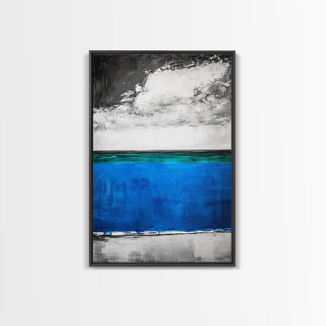Blue Ocean, Minimalist Seascape, Canvas Print, Beach House Decor, Coastal Wall Art, Modern Abstract, Living Room Art, Nautical Decor