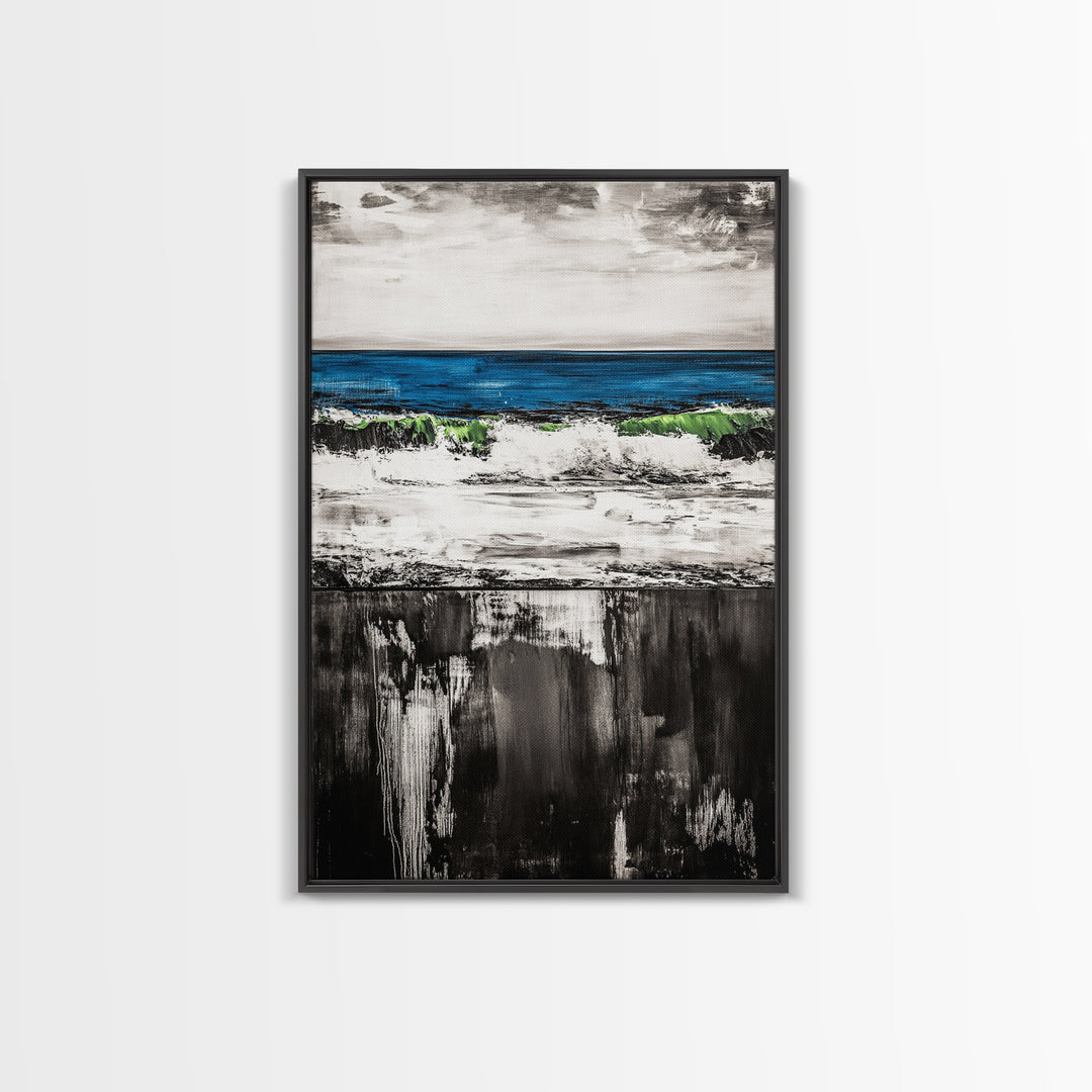 Abstract River, Black and White, Nature Art, Canvas Print, Serene Landscape, Minimalist Home Decor, Modern Wall Art